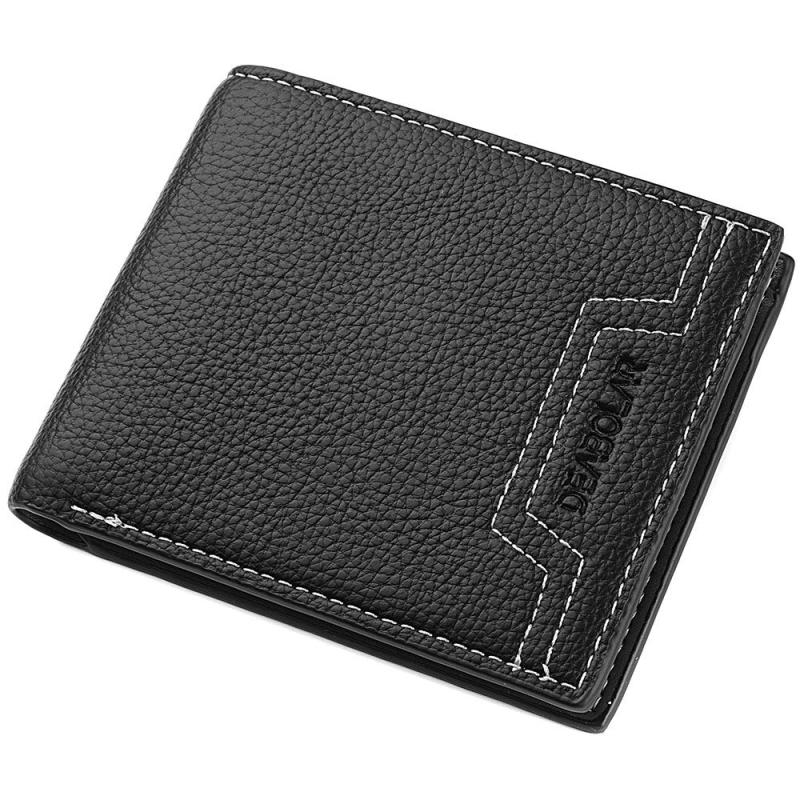 Men's Short Wallet Lychee Embossed Wallet