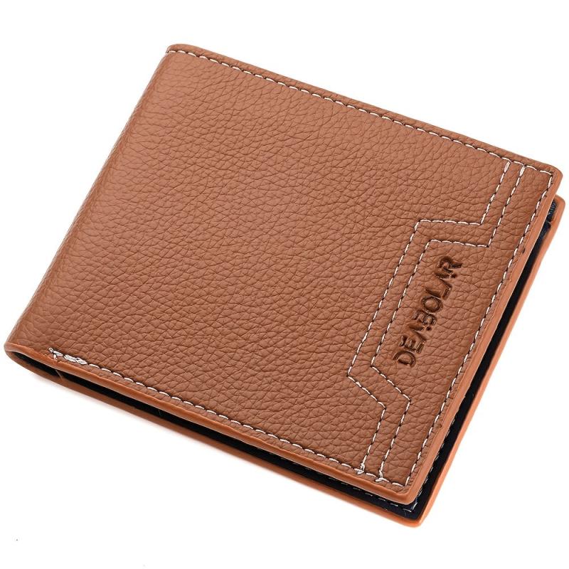 Men's Short Wallet Lychee Embossed Wallet