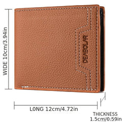 Men's Short Wallet Lychee Embossed Wallet