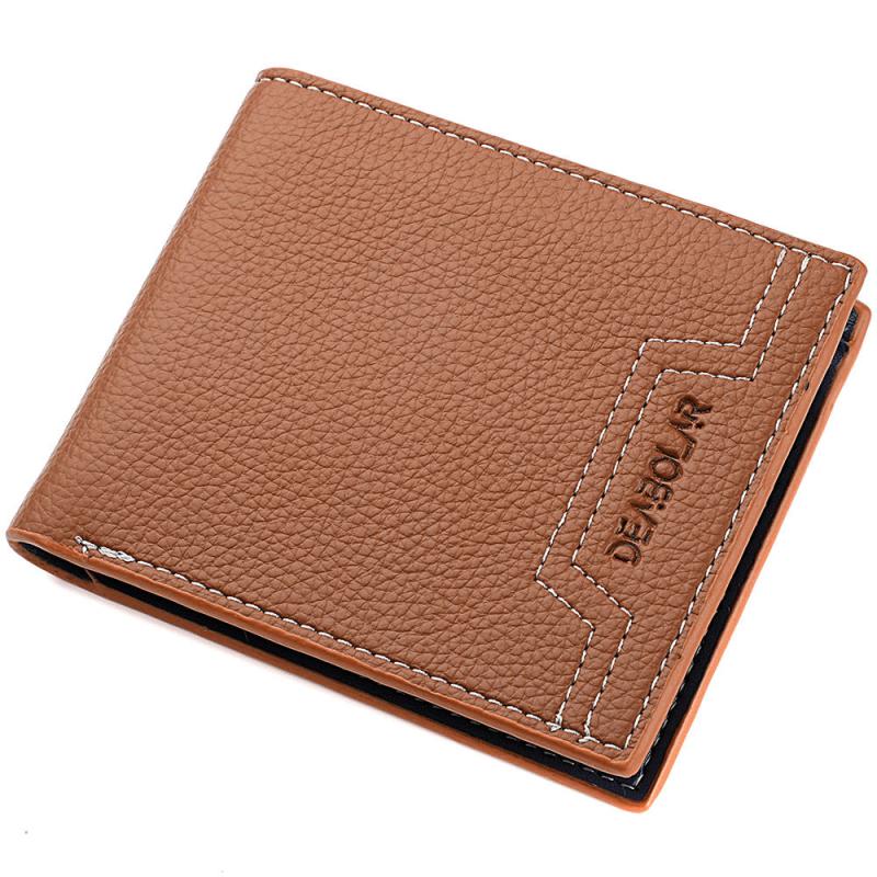 Men's Short Wallet Lychee Embossed Wallet