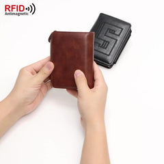 Men's PU Leather Embroidered Wallet RFID Blocking