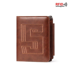 Men's PU Leather Embroidered Wallet RFID Blocking