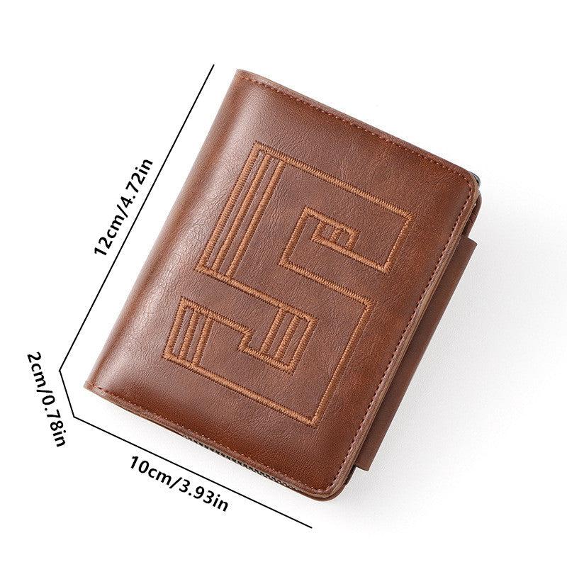 Men's PU Leather Embroidered Wallet RFID Blocking