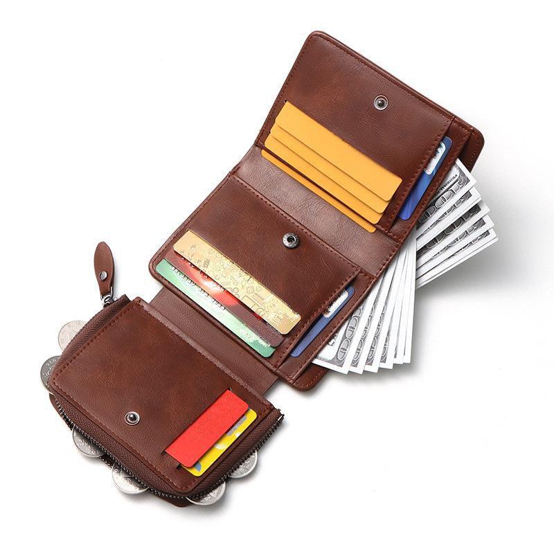 Men's PU Leather Embroidered Wallet RFID Blocking