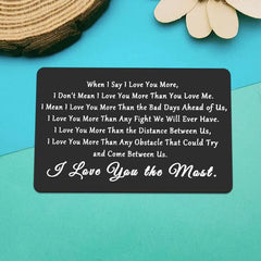 I Love You The Most Engraved Wallet Insert Card - Anniversary Gift