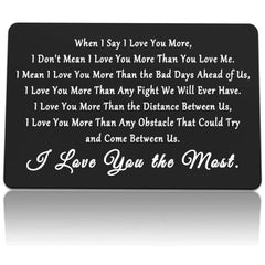 I Love You The Most Engraved Wallet Insert Card - Anniversary Gift