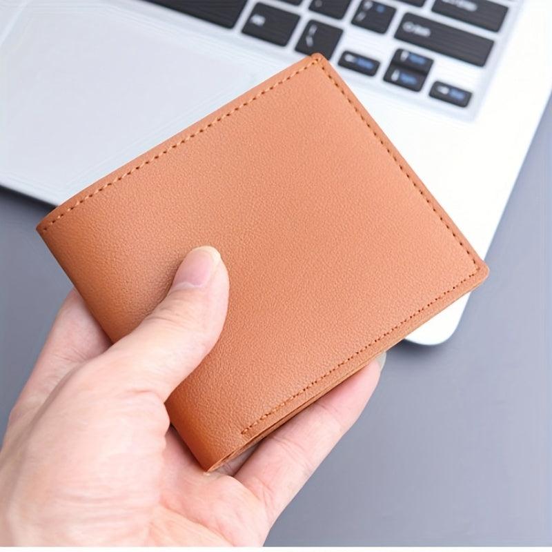 Men's Leather Short Wallet Money Clip Card Holder 6 Card Slots Coin Purse