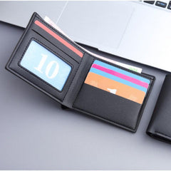 Men's Leather Short Wallet Money Clip Card Holder 6 Card Slots Coin Purse