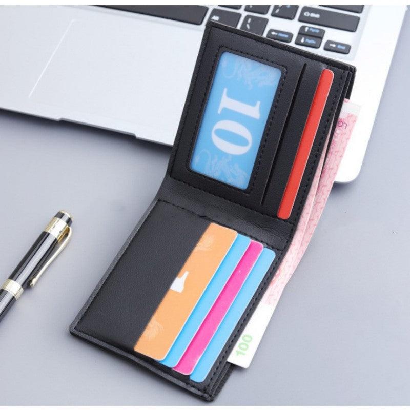 Men's Leather Short Wallet Money Clip Card Holder 6 Card Slots Coin Purse