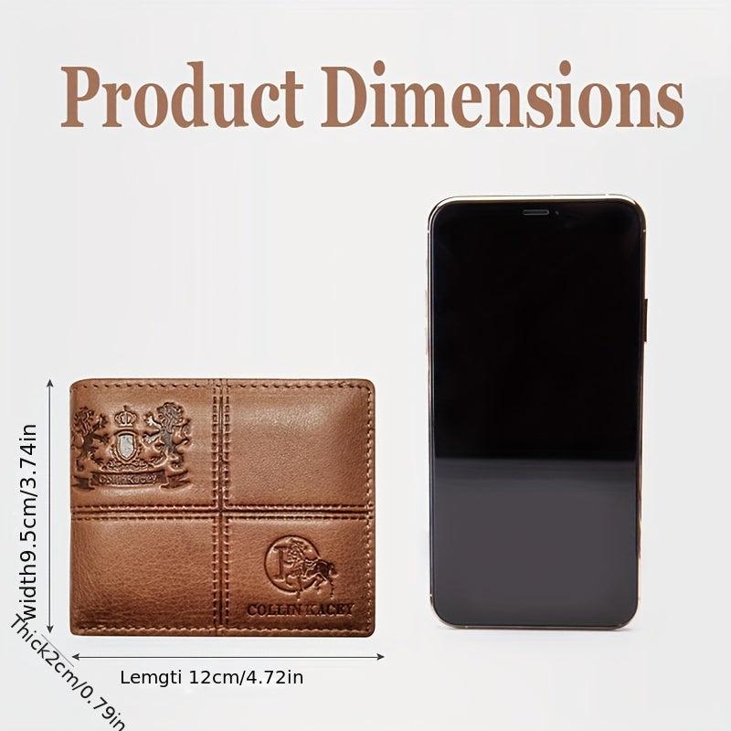 Men's Cowhide Leather Short Wallet Vintage Card Holder Purse