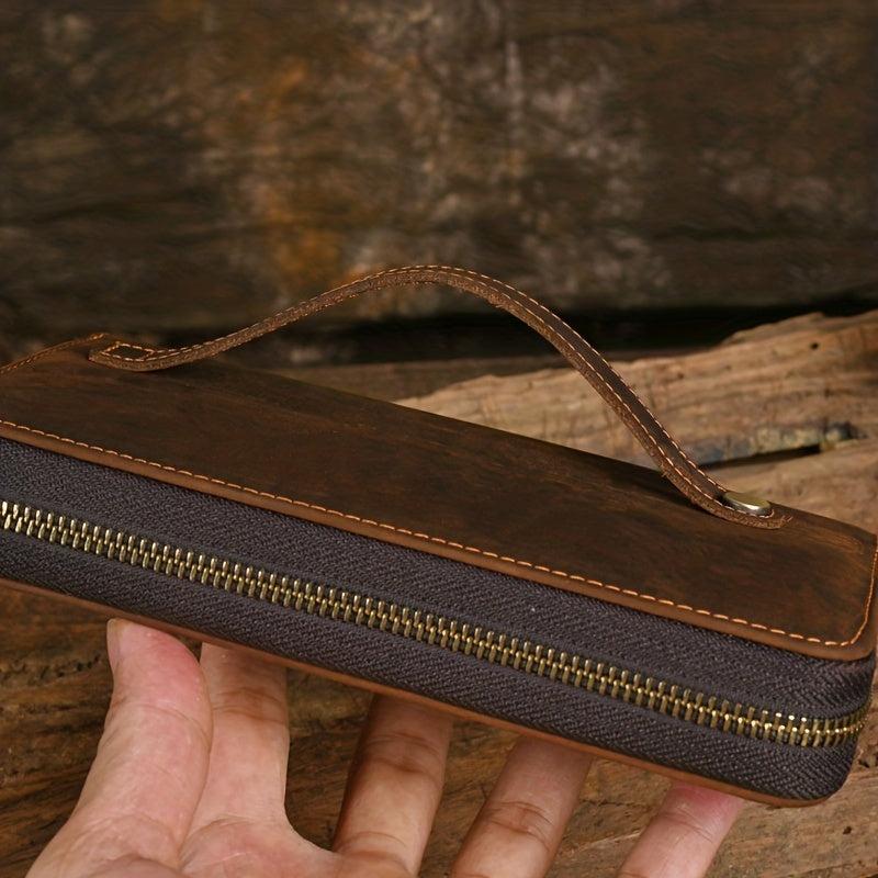 Crazy Horse Leather Clutch Wallet Large Capacity Men's Card Bag
