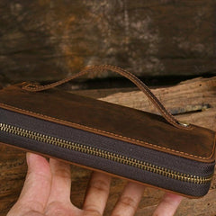 Crazy Horse Leather Clutch Wallet Large Capacity Men's Card Bag