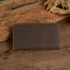 Crazy Horse Leather Clutch Wallet Large Capacity Men's Card Bag