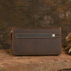 Crazy Horse Leather Clutch Wallet Large Capacity Men's Card Bag