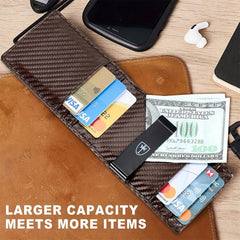 Men's Slim Leather Money Clip Wallet RFID Blocking