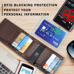 Men's Slim Leather Money Clip Wallet RFID Blocking