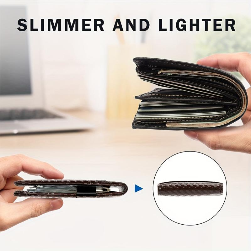 Men's Slim Leather Money Clip Wallet RFID Blocking