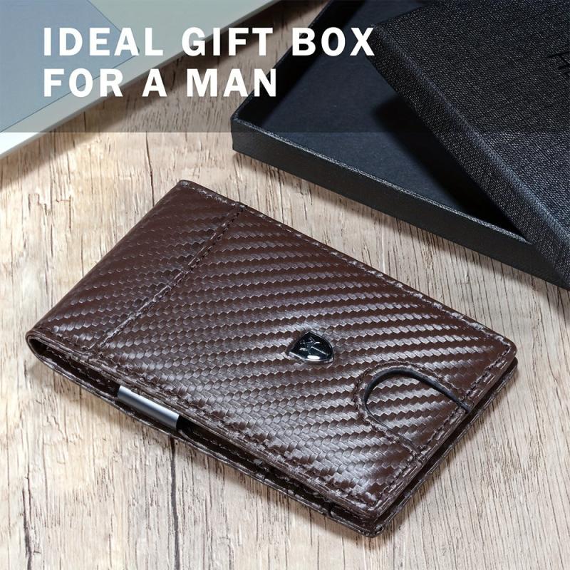 Men's Slim Leather Money Clip Wallet RFID Blocking