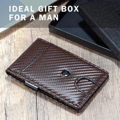 Men's Slim Leather Money Clip Wallet RFID Blocking