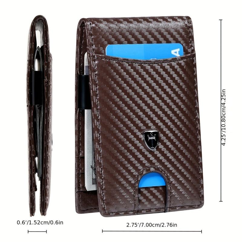 Men's Slim Leather Money Clip Wallet RFID Blocking