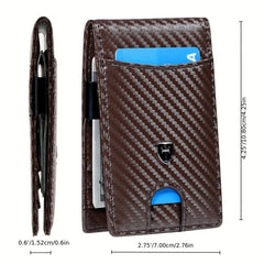 Men's Slim Leather Money Clip Wallet RFID Blocking