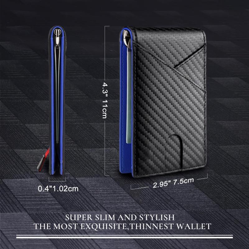 Mens Slim Wallet With Money Clip RFID Blocking Credit Card Holder