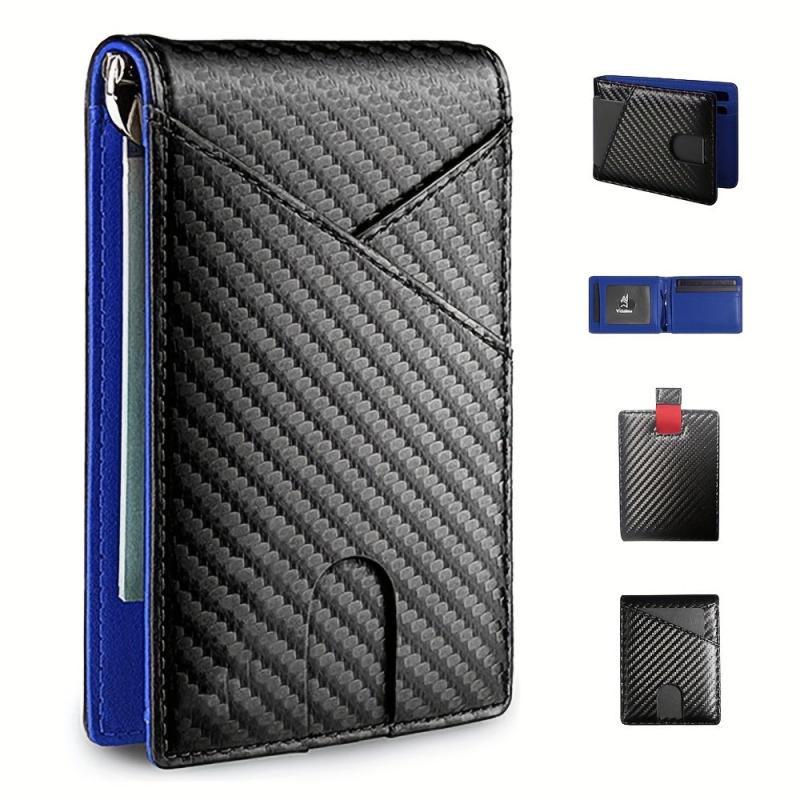 Mens Slim Wallet With Money Clip RFID Blocking Credit Card Holder