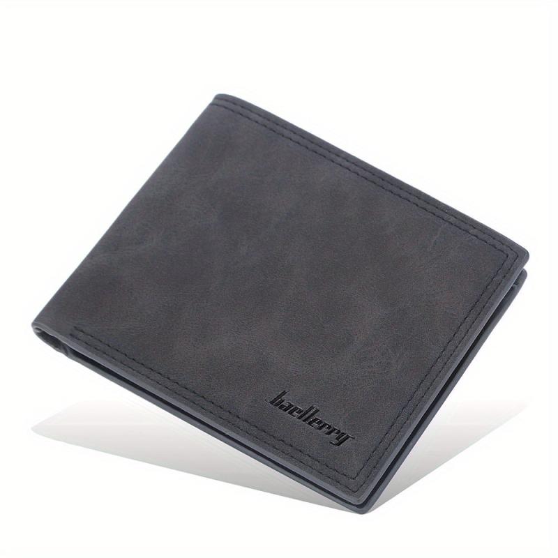 Men's Leather Short Wallet Frosted Multiple Card Slots Purse