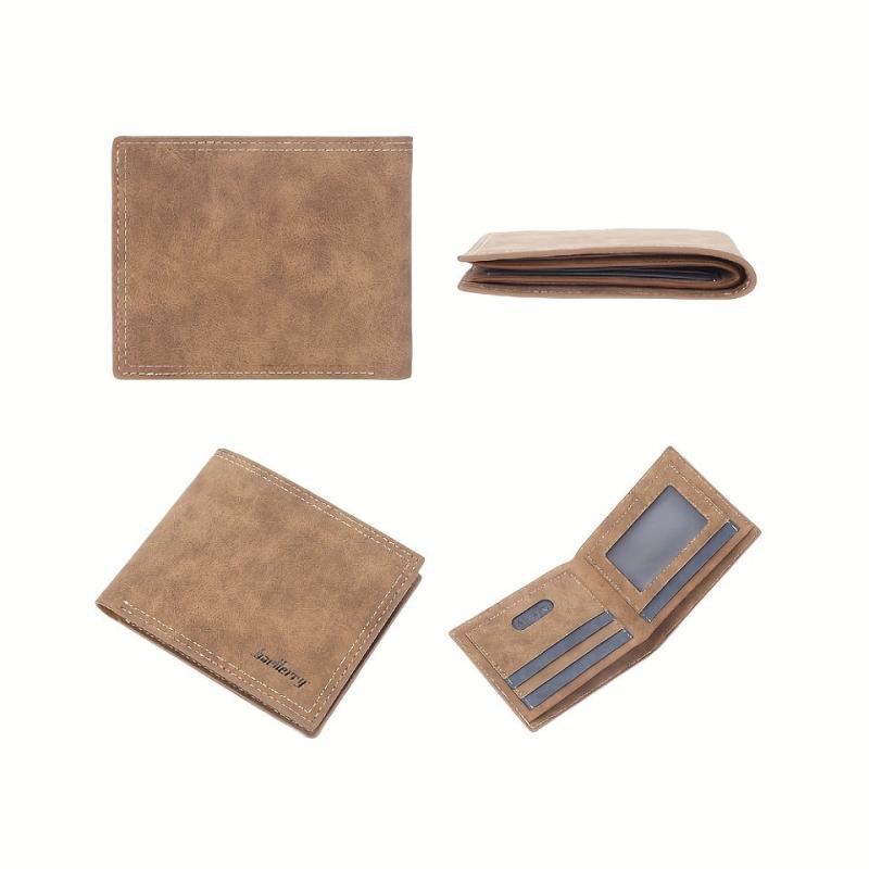 Men's Leather Short Wallet Frosted Multiple Card Slots Purse