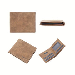 Men's Leather Short Wallet Frosted Multiple Card Slots Purse