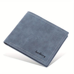 Men's Leather Short Wallet Frosted Multiple Card Slots Purse