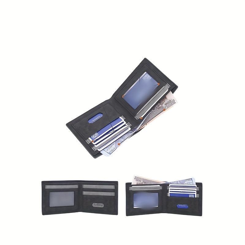 Men's Leather Short Wallet Frosted Multiple Card Slots Purse