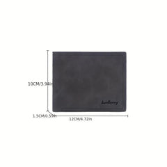 Men's Leather Short Wallet Frosted Multiple Card Slots Purse