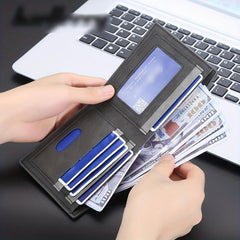 Men's Leather Short Wallet Frosted Multiple Card Slots Purse