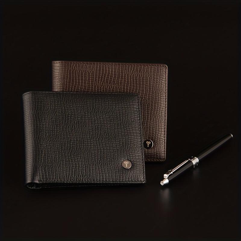 Men's Crocodile Pattern Short Wallet with Card Slots