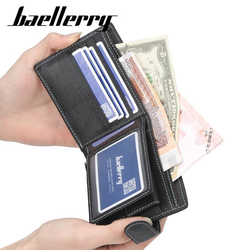 Men's Leather Short Wallet Credit Card Holder Coin Purse Money Clip