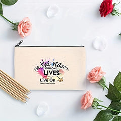 1pc Beige Canvas Pen Case Cosmetic Bag Portable Pouch