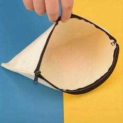 1pc Beige Canvas Pen Case Cosmetic Bag Portable Pouch