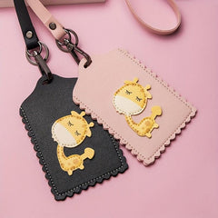 Men's PU Leather ID Card Holder Giraffe Design Student Card Set