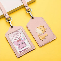 Men's PU Leather ID Card Holder Giraffe Design Student Card Set