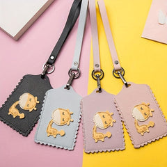 Men's PU Leather ID Card Holder Giraffe Design Student Card Set