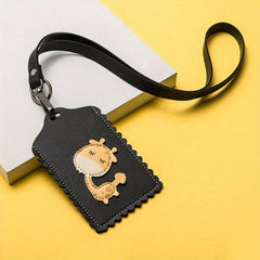 Men's PU Leather ID Card Holder Giraffe Design Student Card Set