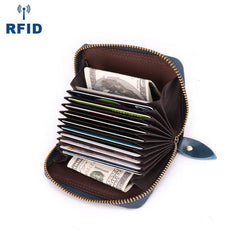RFID Anti Magnetic Men's Leather Card Bag Wallet with 11 Slots