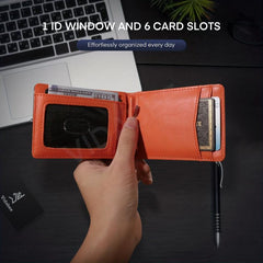 Leathaire Slim RFID Wallet Money Clip Bifold Leather Wallet Minimalist Men Walle