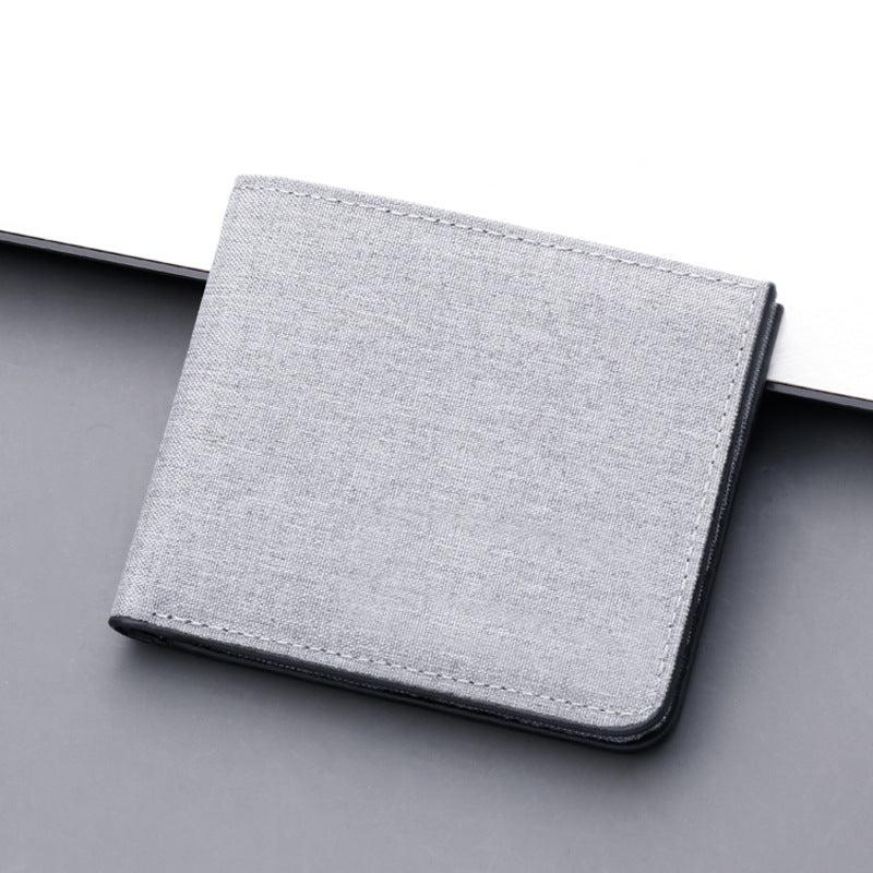 Men's Canvas Short Wallet Card Purse Holder Large Capacity Horizontal Wallet