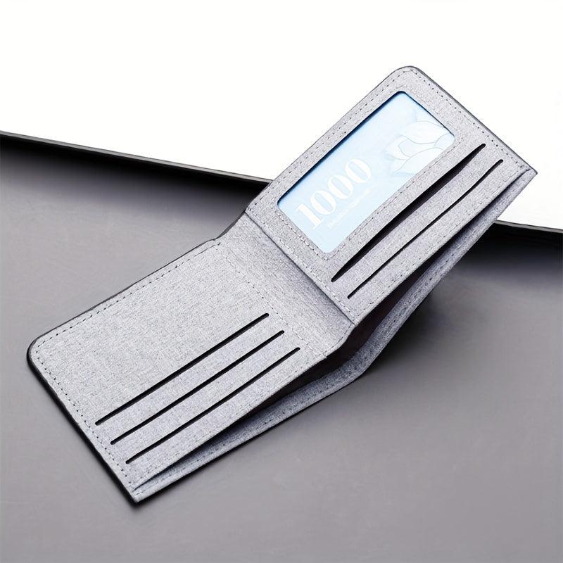 Men's Canvas Short Wallet Card Purse Holder Large Capacity Horizontal Wallet