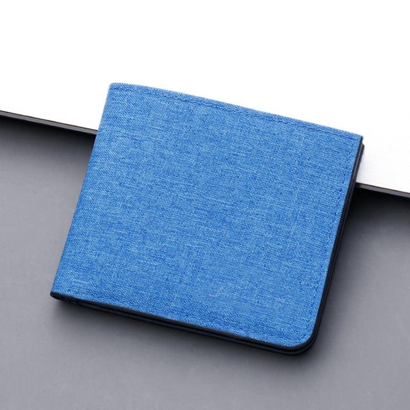 Men's Canvas Short Wallet Card Purse Holder Large Capacity Horizontal Wallet