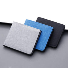 Men's Canvas Short Wallet Card Purse Holder Large Capacity Horizontal Wallet