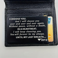 Engraved Alum. Wallet Insert Card Love Note For Dad From Daughter Son