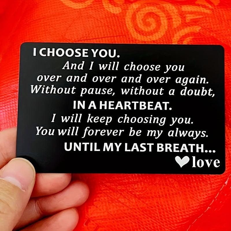 Engraved Alum. Wallet Insert Card Love Note For Dad From Daughter Son